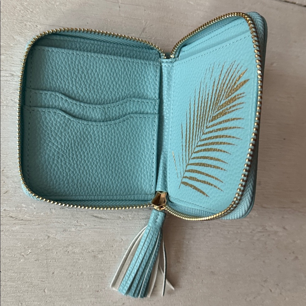 Cleobella Mexicana Teal Cutout Zipper Wallet with Tassel - Picture 4 of 4